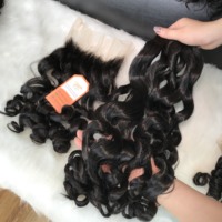Meilleures ventes de cheveux vietnamiens bruts Ocean Wavy Human Hair Extensions et Closure Frontal Long Lasting