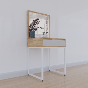 Mini Minimalist Dressing <b>Table</b> with Iron Legs BTD68010 Solid Wood and MDF Chest of Drawers for Living Room Oak Style - Product Image 2