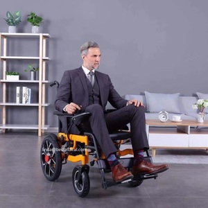 Silla eléctrica plegable portátil, batería duradera, Marco naranja, silla de ruedas, silla de ruedas eléctrica, se coloca en el maletero para viajar, se puede llevar a cabo en el momento de la carga, se puede llevar a la cama, se puede usar en el maletero, se puede viajar, se puede conectar a la silla de ruedas. - Product Image 3