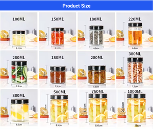 Frascos de Vidrio de Boca Ancha y Lados Rectos para Almacenamiento de Especias, Miel y Mermelada, con Tapa Hermética, 120ml, 220ml, 330ml, 400ml, 580ml, Venta al Por Mayor - Product Image 3