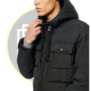 Chaqueta acolchada de invierno de dos tonos con capucha para hombre, abrigo de estilo urbano con aislamiento cálido para clima frío y ropa informal urbana - Product Image 2