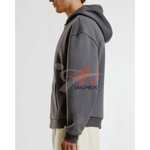 เสื้อฮู้ดซิปพิมพ์ลายตามสั่งสำหรับผู้ชายและผู้หญิง น้ำหนัก 330 กรัม ผ้าฝ้าย 70% โพลีเอสเตอร์ 30% ทรงโอเวอร์ไซส์ สไตล์สตรีทแวร์สำหรับฤดูใบไม้ผลิ ปักลายพัฟ - Product Image 4