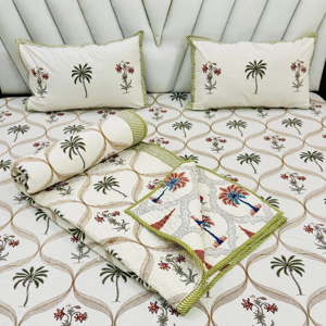 Juego de ropa de cama Estilo moderno Acolchado Reversible Edredón de cama doble con estampado Jaipuri Juego de sábanas de tamaño tipo de cama - Product Image 1