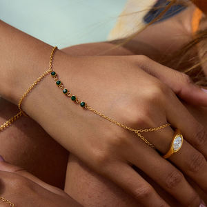 Cadena de Mano J&D de Acero Inoxidable Chapada en Oro de 18K con Circonita Cúbica, Pulsera de Dedo, Cadena Corporal de Moda - Product Image 2
