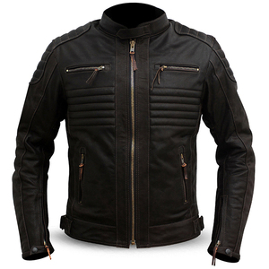 Wholesale Racing <b>Genuine</b> <b>Leather</b> Men's Motorbike <b>Jacket</b> Breathable Winter Protective Wear Front-Pockets Customized XL Size - Product Image 2