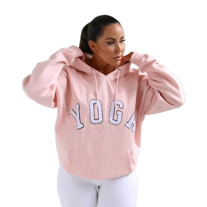 2025 New Arrival 100% Cotton <b>Velour</b> Long Comfortable Oversized <b>Hoodies</b> for Women Custom Made Front Printing Drop Shoulder Style - Product Image 1