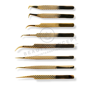 Pince à épiler d'extension de cils de couleur dorée de bonne qualité Créez vos propres nouveaux instruments de beauté par Beauty Concept International - Product Image 4
