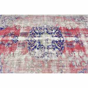 Alfombra Turca Grande de 6.8x8.7 pies, Alfombra Vintage, Alfombra a Cuadros Roja - Product Image 4