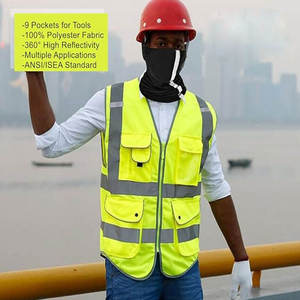 Chaleco de Seguridad Industrial de Alta Visibilidad para Trabajadores de la Construcción, Clase 2, Personalizado, con Múltiples Bolsillos, Reflectante y Colorido, de Poliéster - Product Image 6