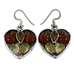 "925 Silver Heart Diamond <b>Earrings</b> Women's Trendy Vintage Jewelry (Pear Cut Rose White Yellow Gold)" - Product Image 2