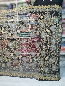 Tecido africano Lace Bordado Guipure Cord Francês Lace Bedding 3D Pérola Flores Malha Lantejoulas Ripstop 100% Poliéster para Casamento - Product Image 4