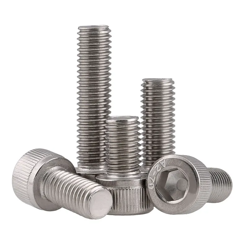 DIN912 Stainless Steel A2-70 M2-M20 Knurled Hex Allen Socket Cap Head Machine Screw Bolt And Nut
