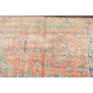 Alfombra Turca Vintage Pequeña de 2.4x3.9 pies, Alfombra de Lana con Diseño de Plantas y Árboles Azules - Product Image 4