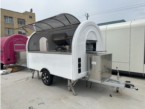 Grosir truk makanan seluler baja tahan karat 220V troli Trailer makanan seluler jalan bersertifikasi untuk dijual di pabrik makanan ringan