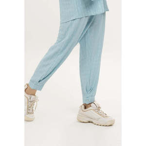 Pantalones Harem de Lana Mezclada Tejida Transpirable Azul para Mujer, de Cintura Alta, Pierna Ancha, Ajuste Holgado, Casuales de Invierno con Cinturón - Product Image 2