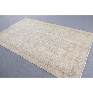 พรมวินเทจขนาดใหญ่ 5.2x8.5 ฟุต พรมตุรกี พรมลายพรางสีเบจ - Product Image 2