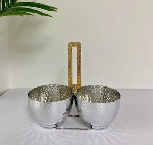 Lujo Metal 100% alimentos seguros para ensaladas cuencos nueces cuencos bandeja hecha a mano nueva llegada Servidor de condimentos para fiestas pulido sostenible - Product Image 2