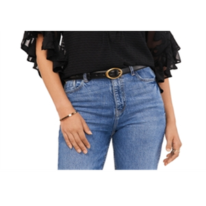 Top in maglia da donna di Vince Camuto con bordi in pizzo e maniche arricciate, nero, taglia media - Product Image 3