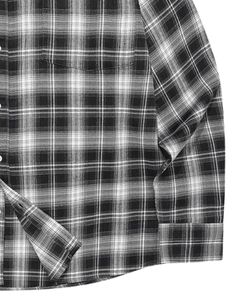 Chemise à carreaux noire et blanche pour homme, en coton et polyester, manches longues, boutonnée, décontractée, en flanelle douce, coupe ample - Product Image 6