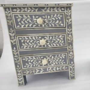 Modern White & Blue Mother of Pearl Bone Inlay Furniture End Table Bedside Table Coffee Table for Living Room Bedroom Hotel Use - Product Image 1