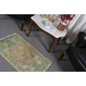 Alfombra de lana clásica verde Beige de 1,8x3,1 pies, diseño Aubusson turco, sala de estar alfombra para, látex de retazos para uso en pasillo y dormitorio - Product Image 2