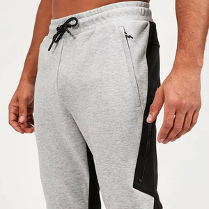 Pantalon de survêtement Slim Fit de qualité supérieure Panneau gris chiné Joggers Chevilles côtelées Poches zippées Casual Drawstring Gym Workout - Product Image 4