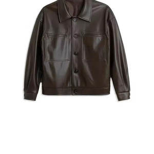 Nouvelle veste de moto décontractée pour homme vintage, coupe ample, col montant, en cuir PU, version coréenne, respirante, séchage rapide - Product Image 2