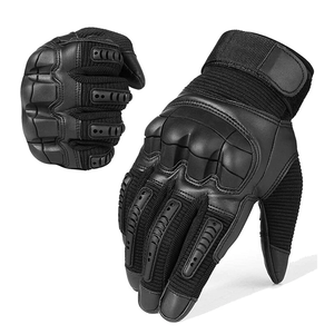 Guantes de cuero de dedo completo personalizados para hombres, compatible con pantalla táctil, ropa de carreras de automóviles en negro para montar en motocicleta y motocicleta - Product Image 1