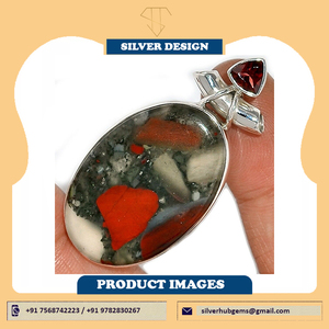 Colgante de plata granate hecho a mano, Gema Natural, joyería hecha a mano, ovalada - Product Image 4