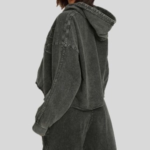 Sudadera con capucha y cremallera ácida personalizada de la mejor calidad para mujer, aspecto Vintage sólido, algodón de poliéster de gran tamaño, informal, para invierno, respetuoso con el medio ambiente - Product Image 1