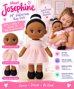 Poupée ballerine en tissu doux de 14 pouces avec robe rose amovible - Product Image 5