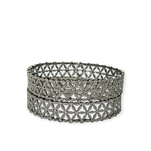 <b>Silver</b> <b>Plated</b> Net Pattern Trendy Bangles Elegant Bridal Wedding & Festive Wear Premium Imitation <b>Jewellery</b> at Wholesale Price - Product Image 3