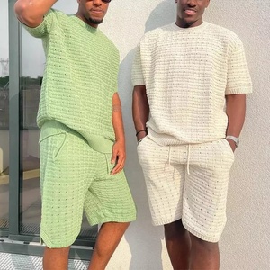 Conjunto de 2 piezas de pantalones cortos de algodón para hombre, chándal de moda, ropa activa, con logotipo personalizado - Product Image 6