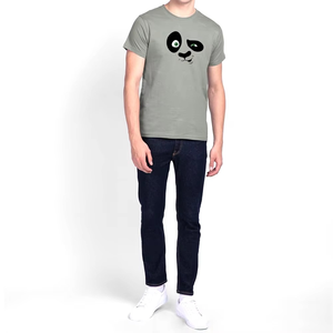 Camiseta de Manga Corta para Hombre, Cuello Redondo, Color Gris, con Estampado de Panda, Tejido Jersey Informal, 100% Algodón, Corte Regular, Logotipo Frontal - Product Image 2