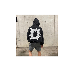 100% Cotton Distressed Patch Embroidery Vintage Applique Stitching 500gsm Custom Distressed Patch Embroidery Applique Hoodie - Product Image 3