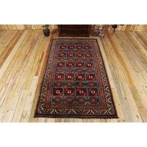 Turkish Vintage Rug, Area 4,6x8 ft (139x245 cm) Rug, <b>Red</b> Southwestern <b>Wool</b> Rug - Product Image 1