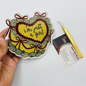 Las últimas baldosas de pestañas acrílicas personalizadas sostenibles i m just a Girl Lash Tile Heart Flower Design Herramientas de pestañas al por mayor - Product Image 6