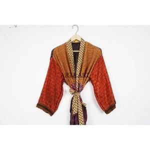 Kimono de Seda Elegante Vintage, Traje de Baño Japonés, Ropa de Dormir para Mujer, Estampado Floral en Patchwork, Camisón Largo Sexy, Maxi Suave - Product Image 2