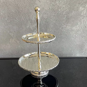 Bandeja de servicio para té de la tarde, soporte para pasteles de 2 niveles, soporte plateado para postres, soporte para pasteles con espejo, soporte de lujo para servir, soporte para té de la tarde - Product Image 2