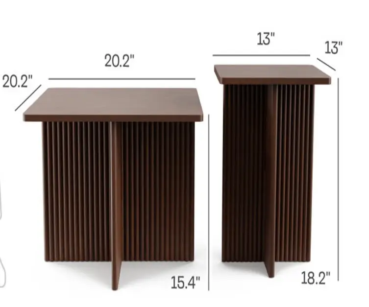 중첩 커피 테이블. 직사각형 테이블. 홈 가구 단단한 나무 커피 테이블