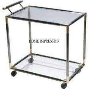 Most Fancy Unique Designer Premium Quality Metal Made Frame And Transparent Glass Mirror Made Food And Drinks Serving <b>Trolley</b> - Product Image 1