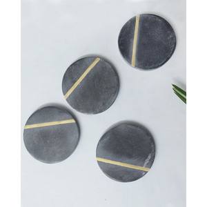 Sous-verres en marbre hexagonal noir avec incrustation de laiton sublimation naturelle et incrustation de métal sous-verres à thé en pierre de marbre personnalisés en gros - Product Image 4