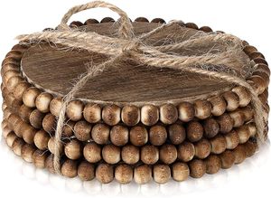 Best Theme Design Wood and Wooden Beads <b>Table</b> <b>Coaster</b> Best for Parties and Other Functions Tableware Decorative Design - Product Image 4