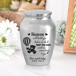 Mini urne personnalisée pour bébé en acier inoxydable Urne décorative gravée commémorative pour la perte d'un enfant en argent de taille personnalisée - Product Image 6