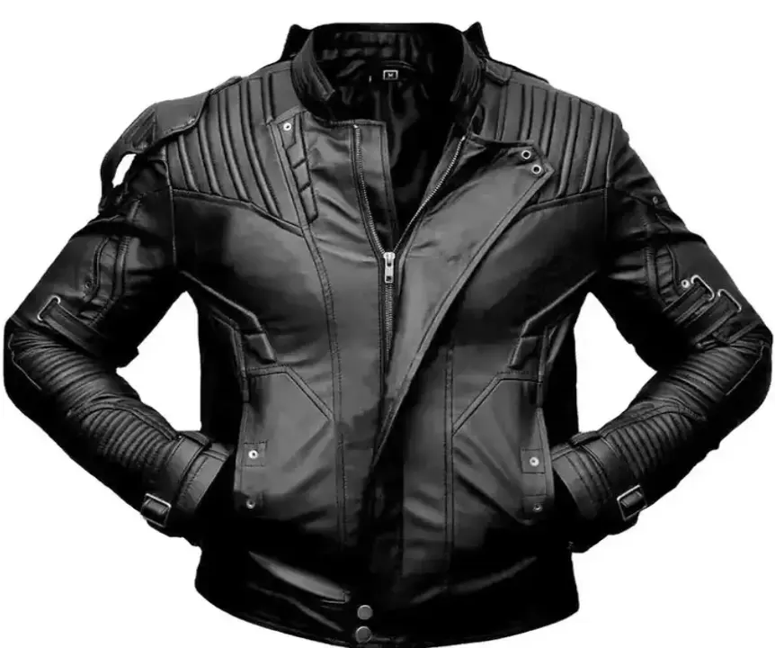 Sıcak moda tasarımları için erkek klasik Biker ceket motosiklet Pu deri ceket erkek Slim Fit deri