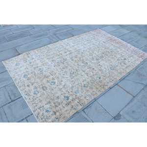 Alfombra de 4.8x7.9 pies, Alfombra Turca Vintage, Alfombra de Lana con Diseño Floral Azul - Product Image 3