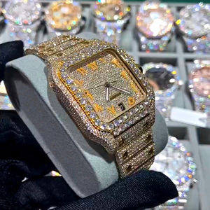Movimiento automático de alta calidad Mecánico hecho a mano Moissanite Diamond Iced Out Hombre Mujer Reloj de acero inoxidable de lujo - Product Image 1
