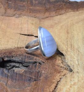 Bleu Dentelle Agate 925 Sterling Silver Gemstone Bijoux Triangle Forme Anneau À La Main Bijoux Cadeau Pour Noël - Product Image 3