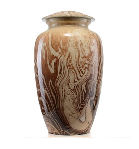 Urne en métal aluminium fini en bois pour cendres Urnes de crémation en laiton faites à la main décoratives et design antiques pour cendres - Product Image 1