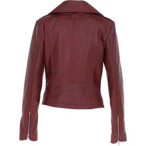 Veste en cuir automne hiver personnalisée pour femmes haut tendance solide col tournant manches longues respirant doublure en Satin teint uni - Product Image 3
